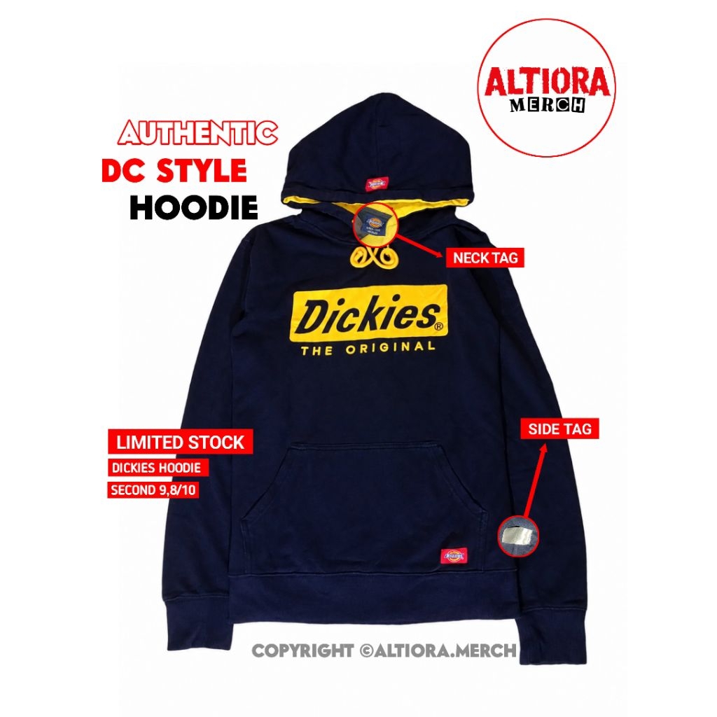 Hoodie Dickies Box Logo Navy Kuning Vintage Style 9.8/10