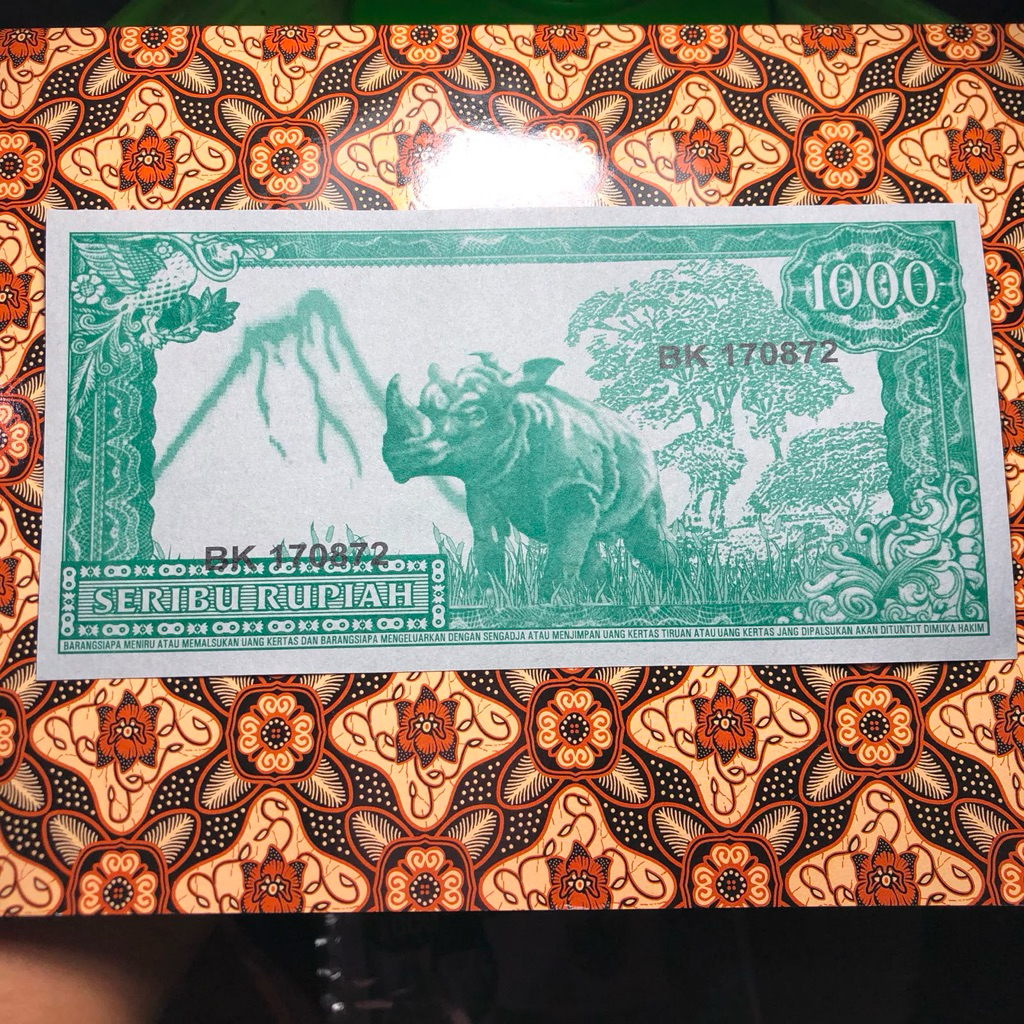 Koleksi Uang Kertas Lama Sukarno Rp. 1000 Tahun 1960 Badak