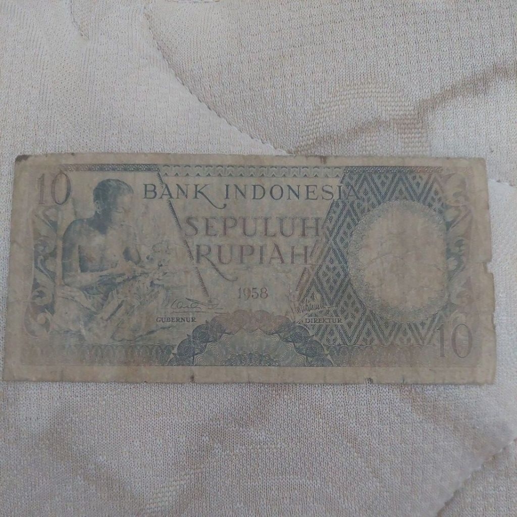 10 rupiah 1958 apa adanya.