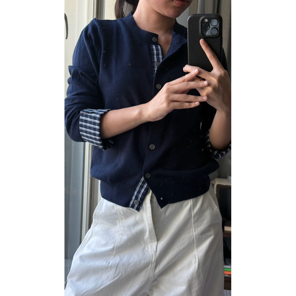 PREORDER plaid sleeves cardigan