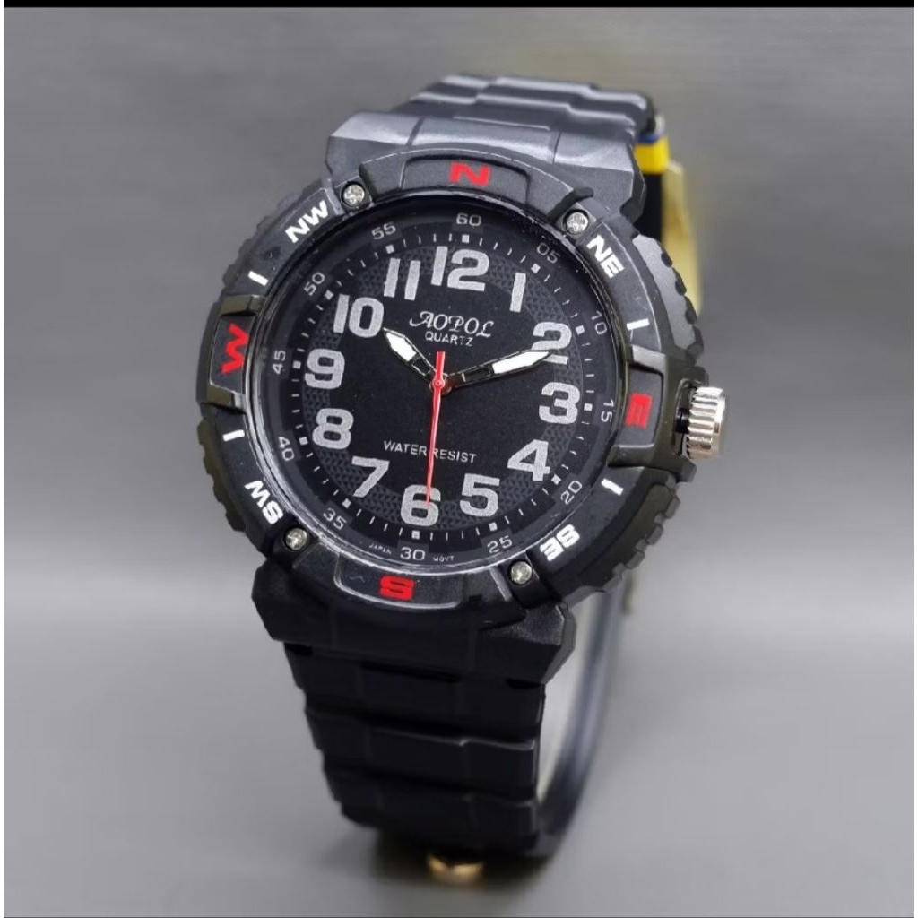 Jam Tangan Pria Sport Aopol 1702 Tahan Air Tali Ruber