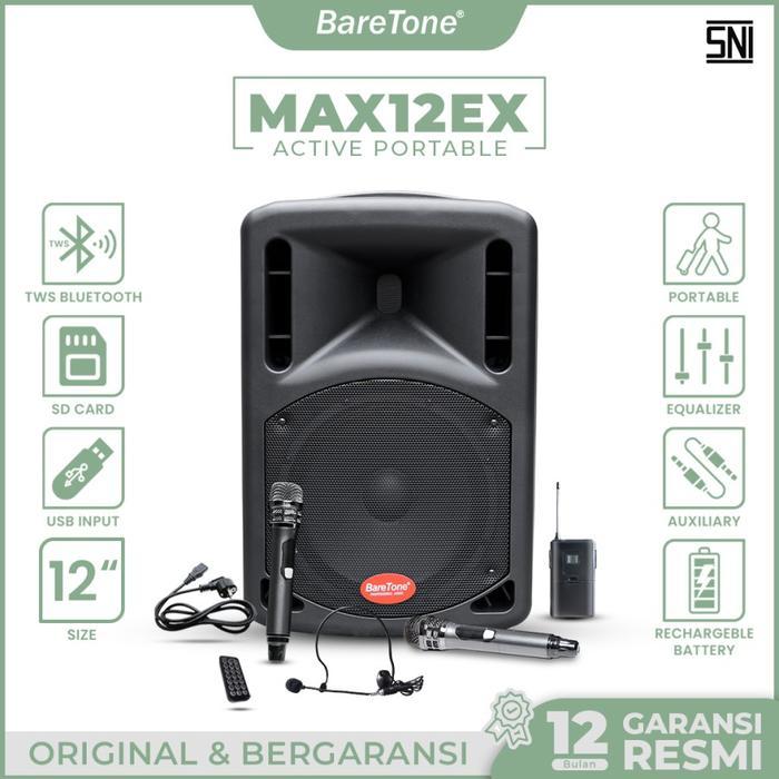 [ Portable 12 inchi ] Speaker Aktif Portable MAX12EX MAX 12EX Speaker 12 inch ORIGINAL BARETONE MAX-