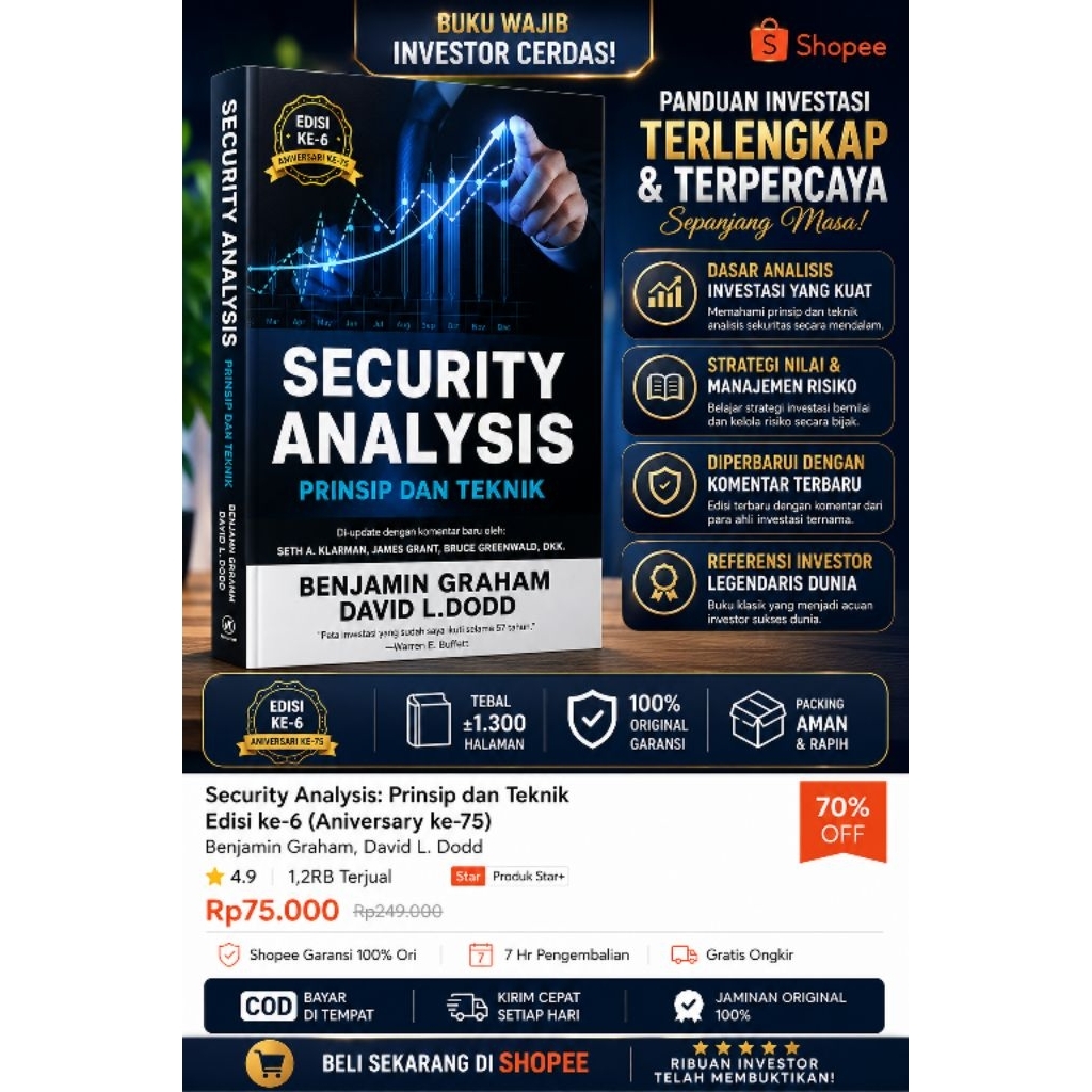 Security Analysis Benjamin Graham Edisi 6 Original | Buku Investasi Saham Value Investing | Bahasa I