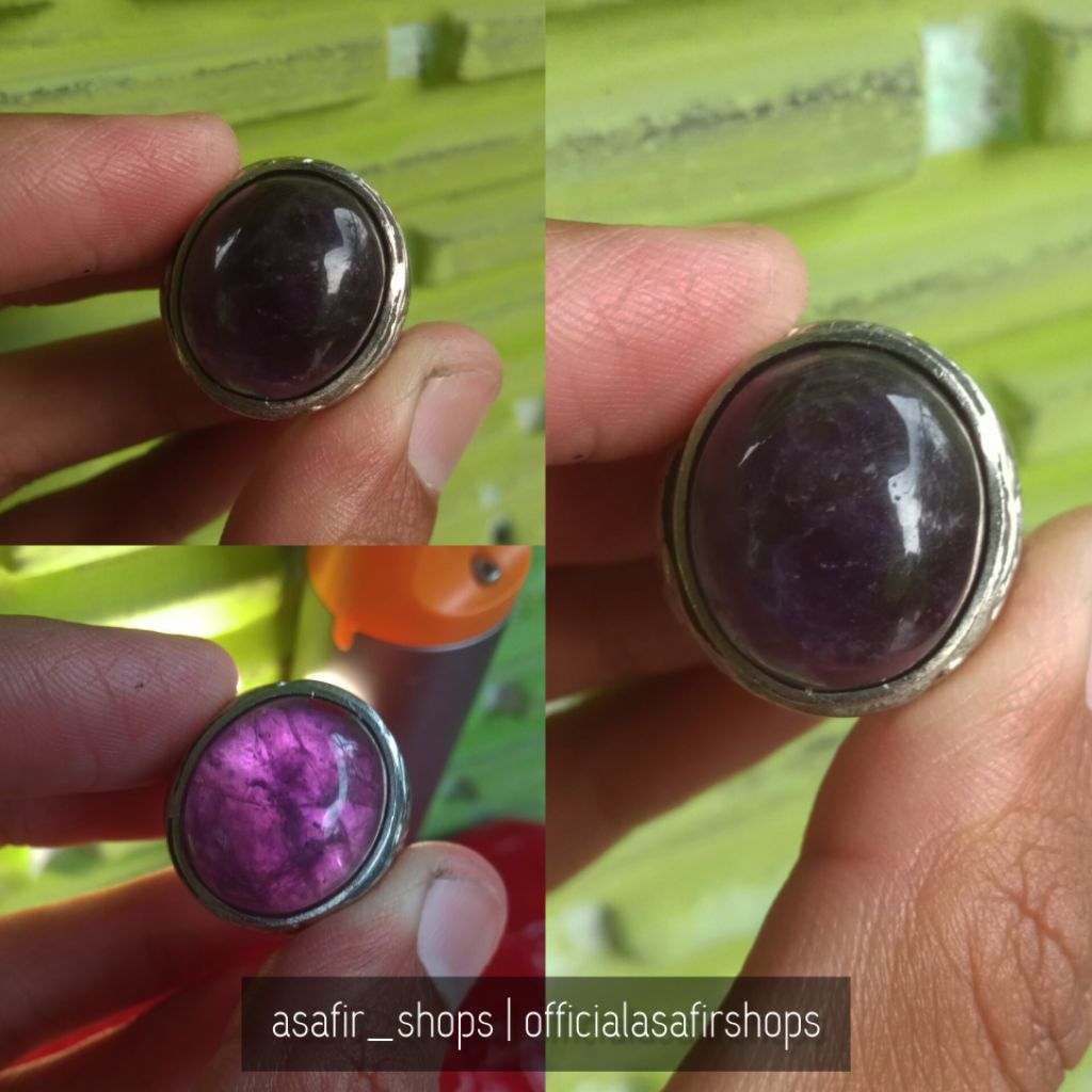Akik Kecubung Wulung Asli Hitam Pekat Ungu Berserat Super Mewah
