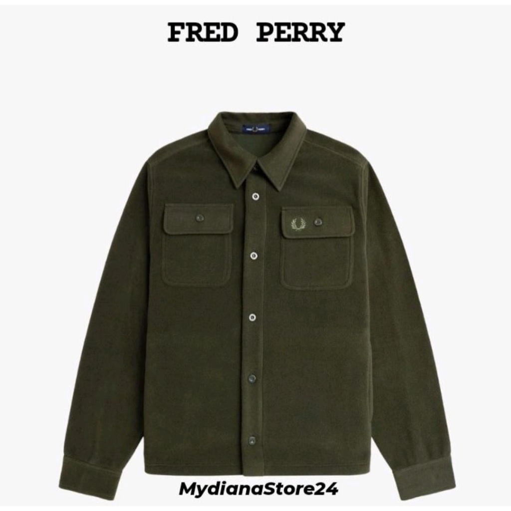 FRED PERRY - FRED PERRY FLEECE OVERSHIRT - HUNTING GREEN
