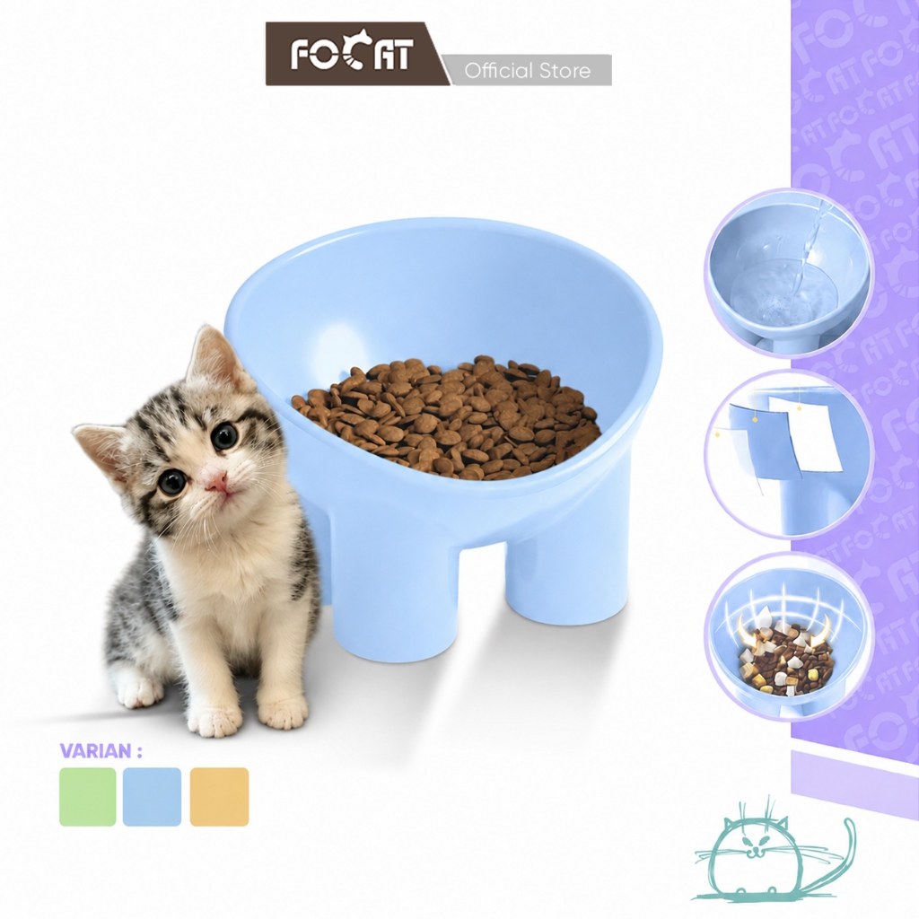 FOCAT Pet Feeder Bowl M44 Tempat Makan Hewan Kucing Anjing Kaki Tinggi/Pet Bowl Neck Protection