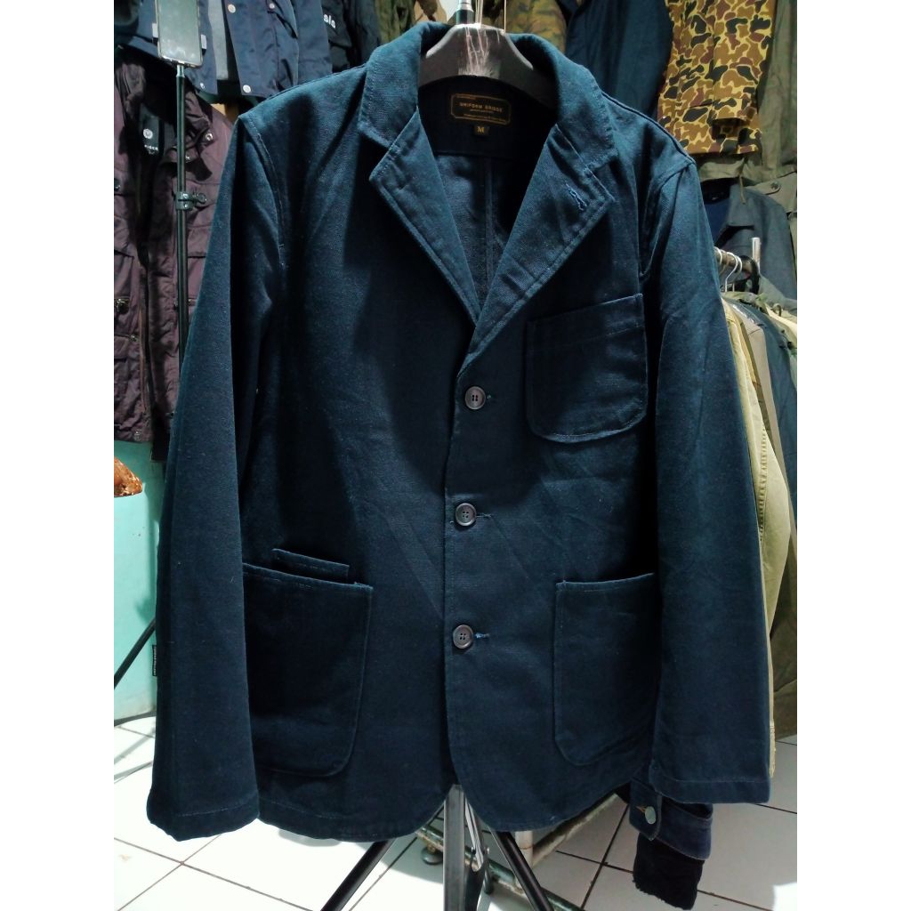 UNIFORM BRIDGE Blue Navy Canvas Casual Blazz Chore Jacket