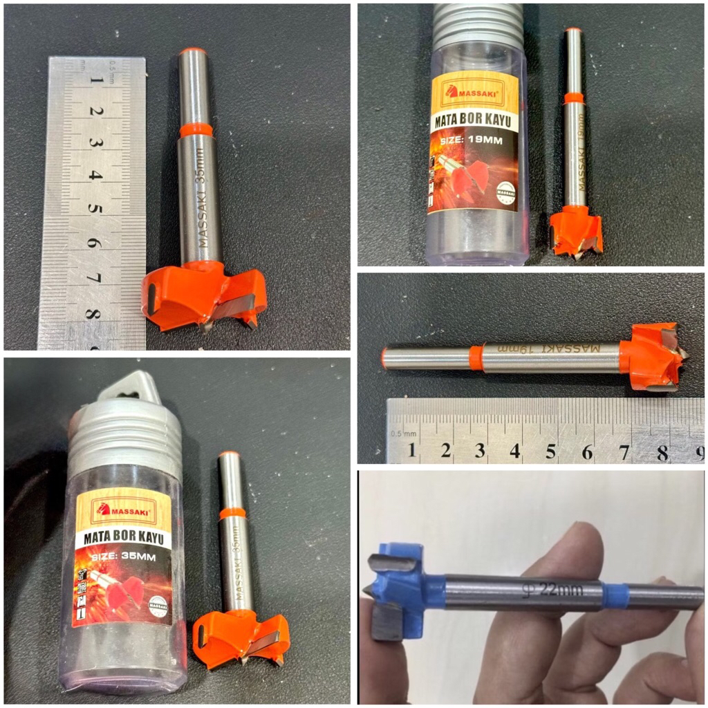 MASSAKI TCT mata bor lubang kunci laci lemari / engsel sendok gelap sembunyi 19mm 22mm 35mm FORSTNER