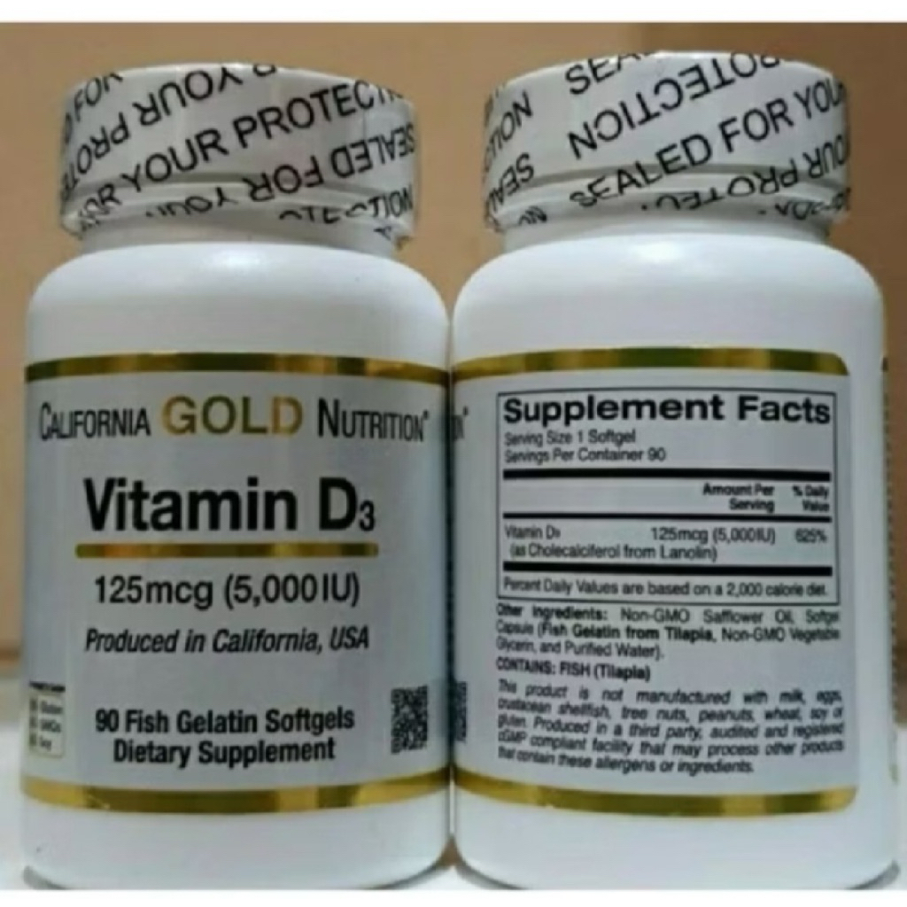 Vitamin D3 VIT D-3 5000IU 90 Sofgels California Gold Nutrition Ori USA VIT D3 5000 IU