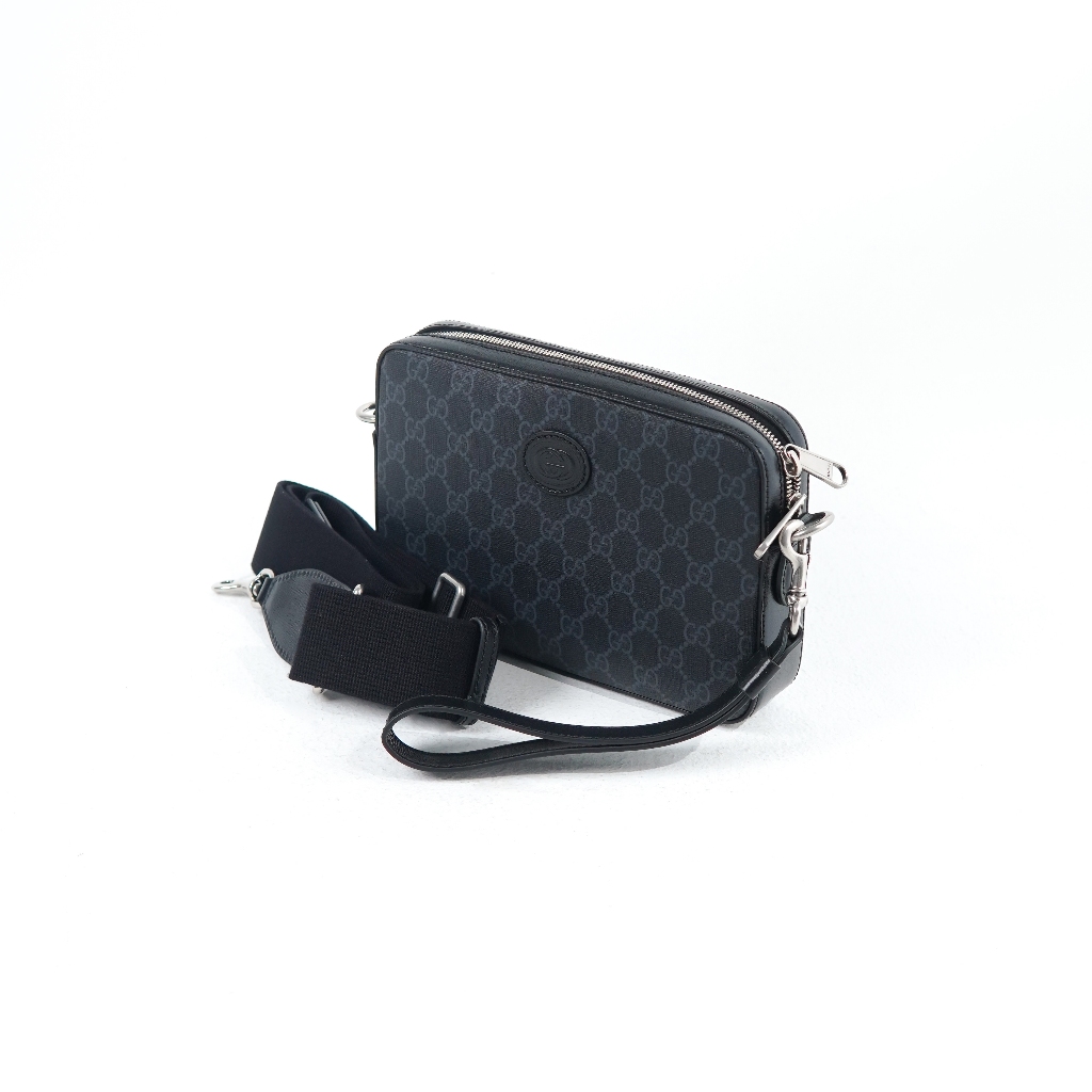 Tas GG OVAL LOGO GG MONOGRAM BLACK CLUTCH SLING BAG 100% ORIGINAL