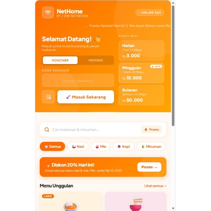 Login Page Mikrotik - tema Food