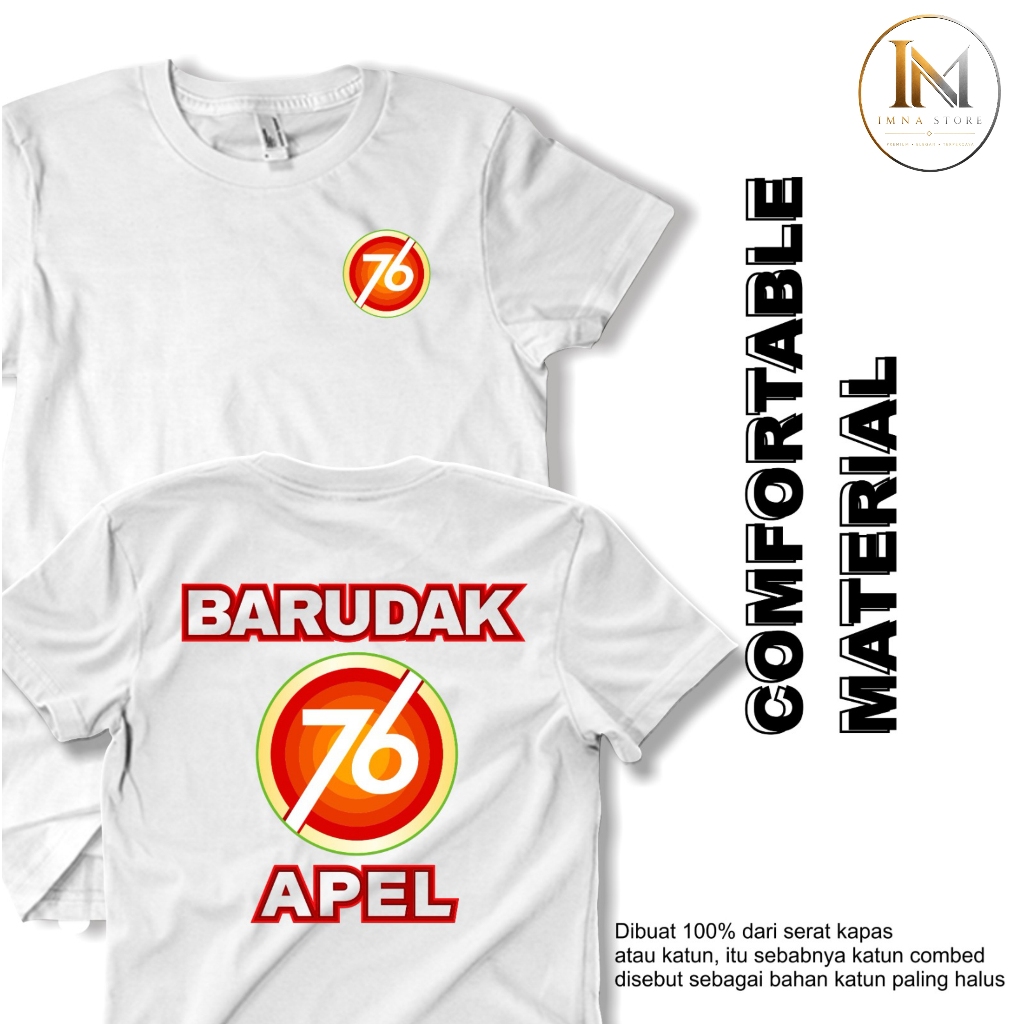 Kaos Distro Djarum 76 Barudak Apel Sablon Premium Cotton Combed  Pria Wanita Unisex Hitam Putih