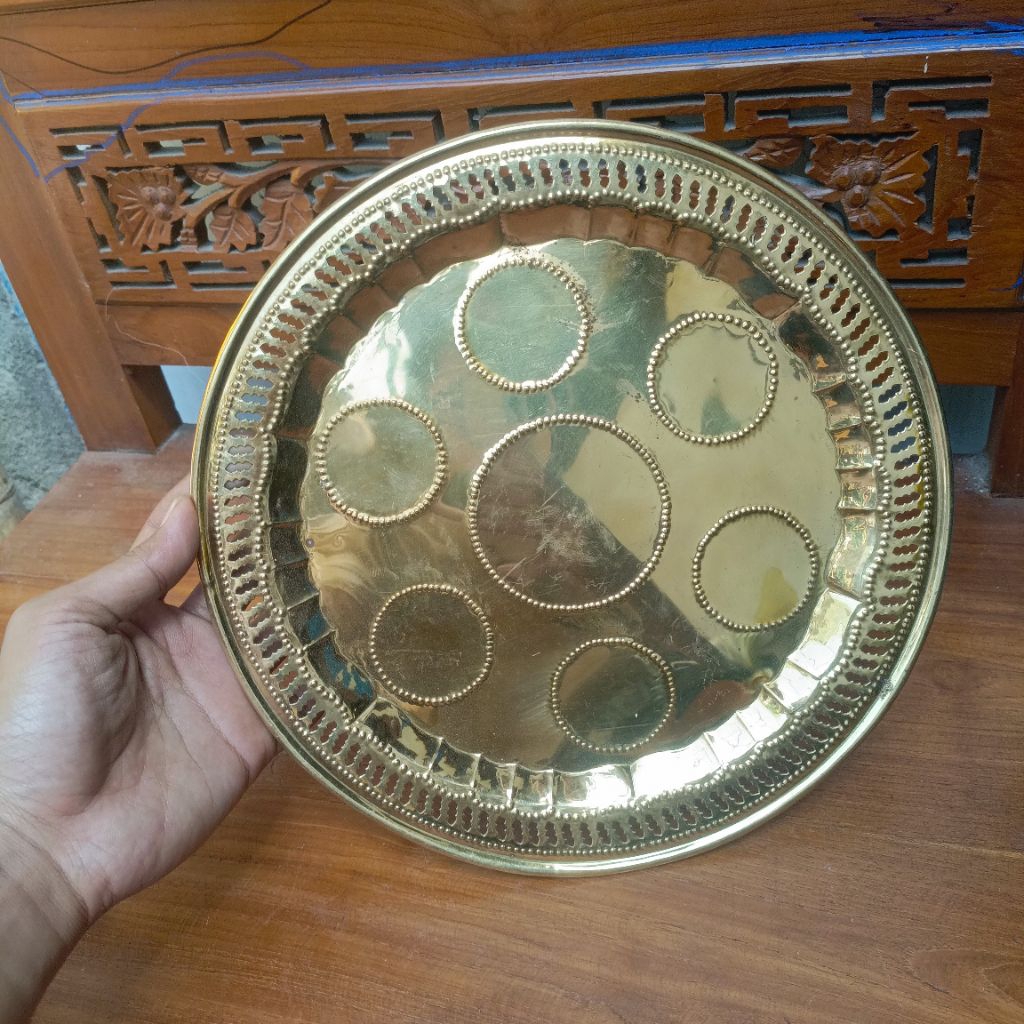 piring nampan Kuningan antik jadul vintage