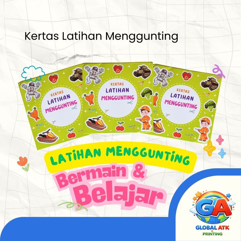 Mainan DIY Kertas Latihan Menggunting Anak PAUD TK SD