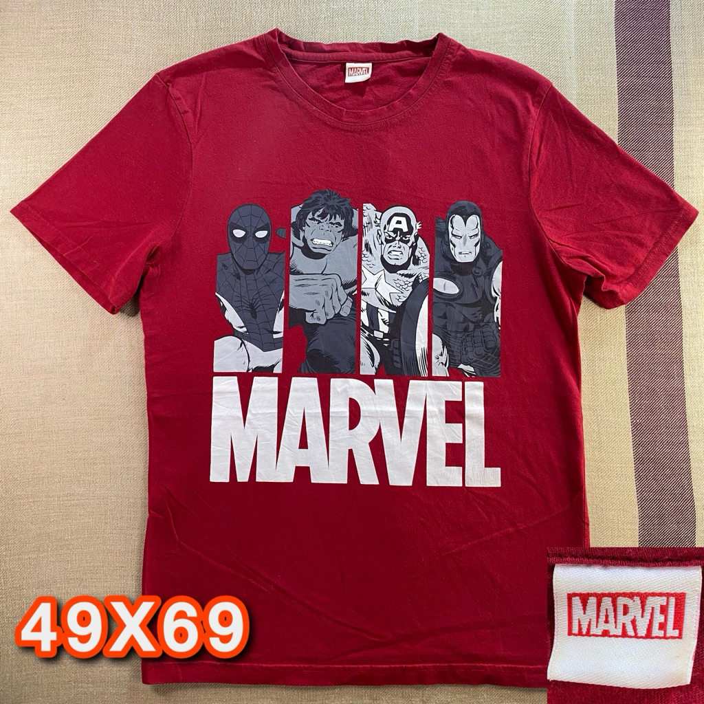 Kaos second Marvel Comics Original - Merah - Size s m
