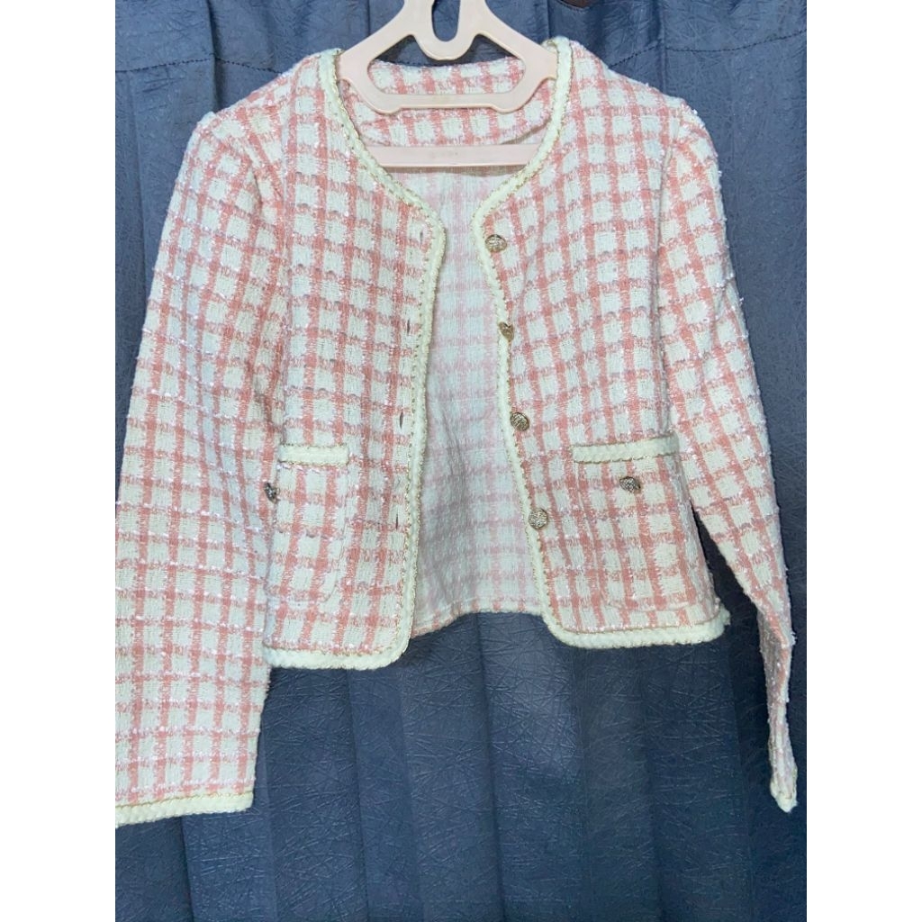 Tweed Blazer Korean Pink