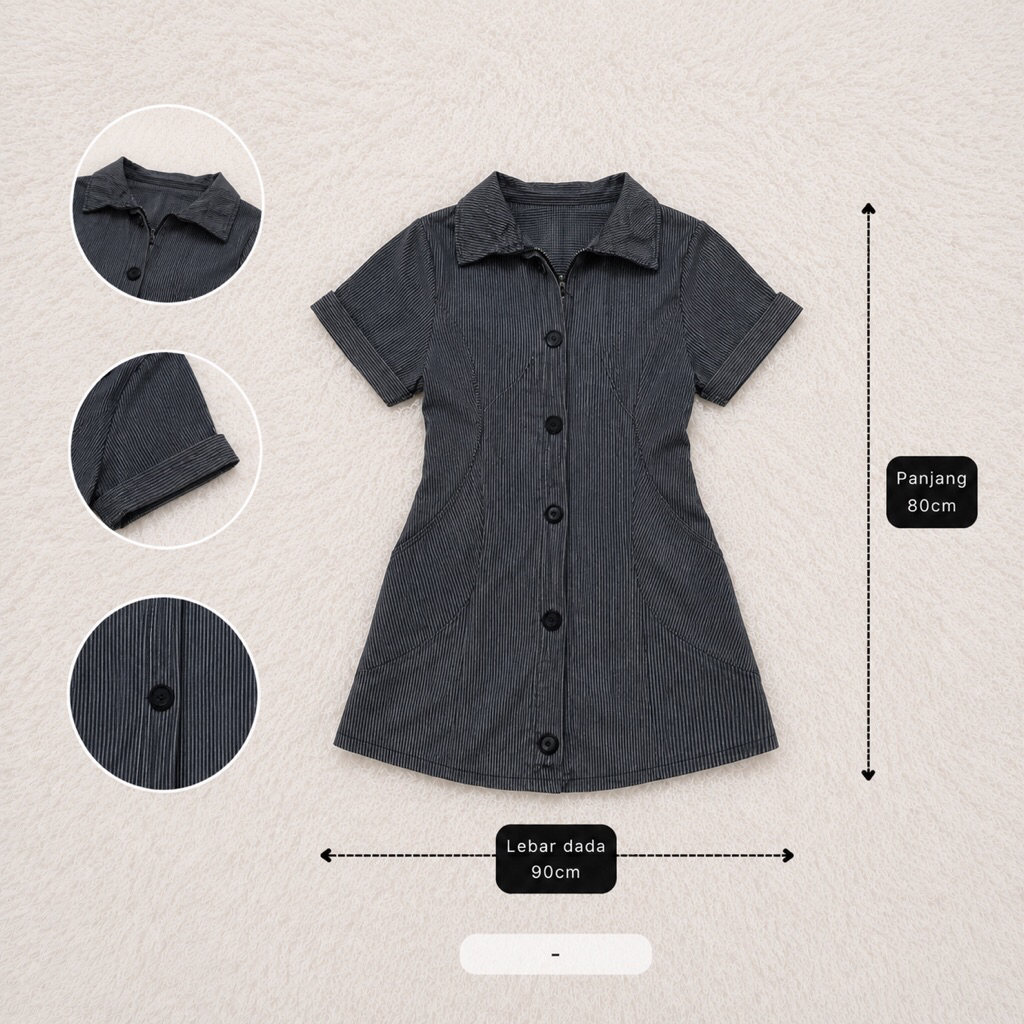 kemeja wispie slimfit zipper hitam