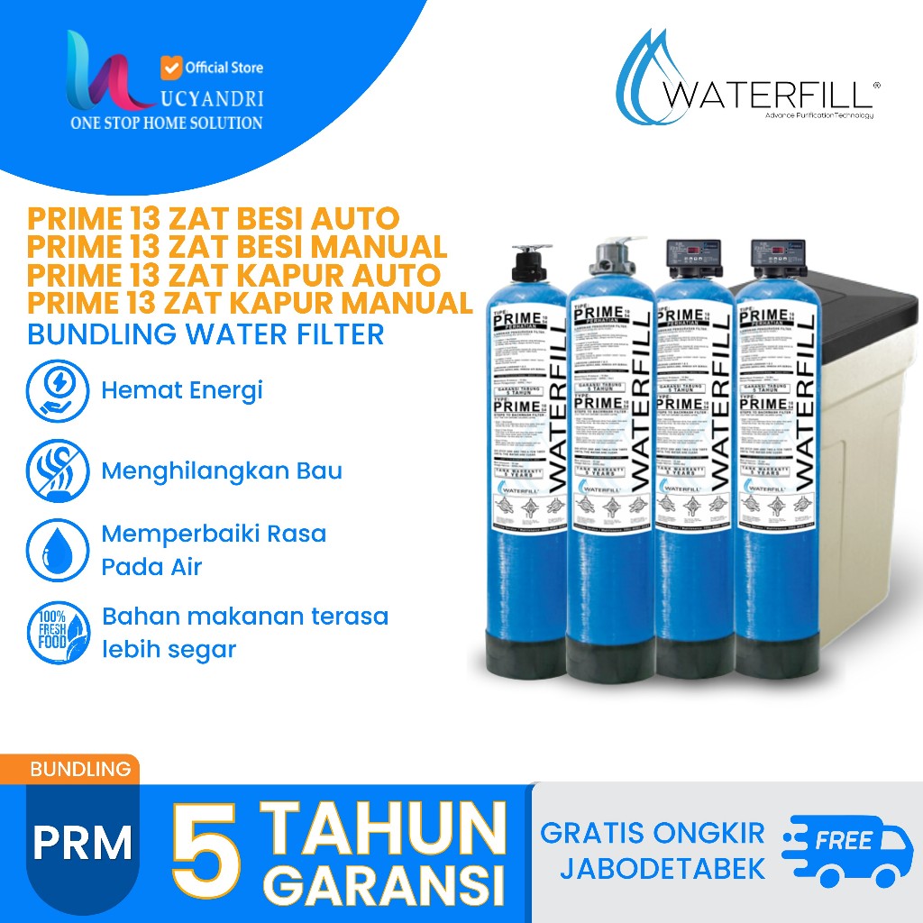 Paket Filter Air Waterfill Prime 13 Manual Zat Besi & Zat Kapur + Prime 13 Automatic Zat Besi & Zat 