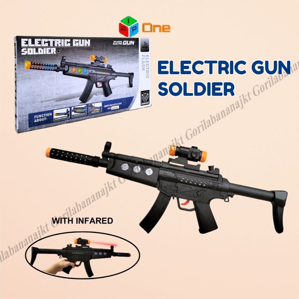 Mainan anak Electric gun mp5 flashing gun tembakan laser flash led
