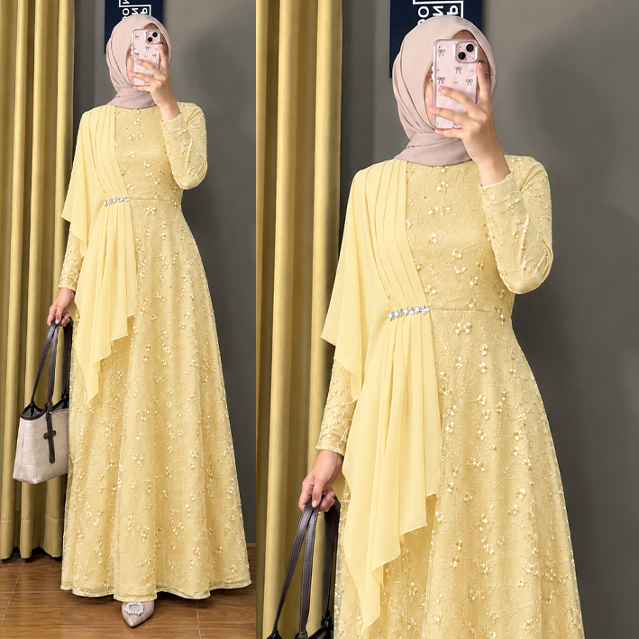 ALEENA GAMIS BROKAT KONDANGAN EMERALD GREEN DRESS KONDANGAN MAXI DRESS FULL PAYET