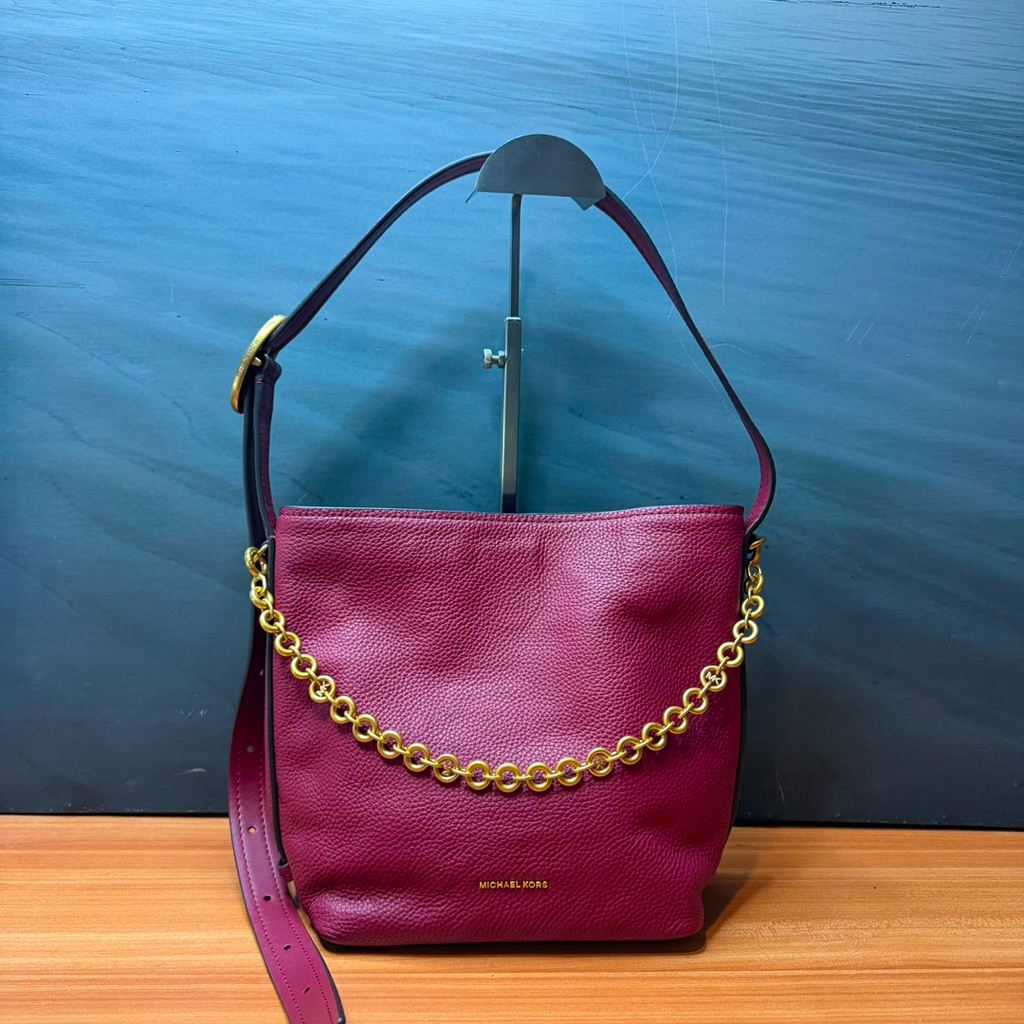 MK Nolita small bucket tote bag Merah marun no pricetag