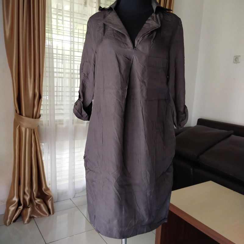 THE IZZAT dress/tunik/atasan wanita coklat kopi