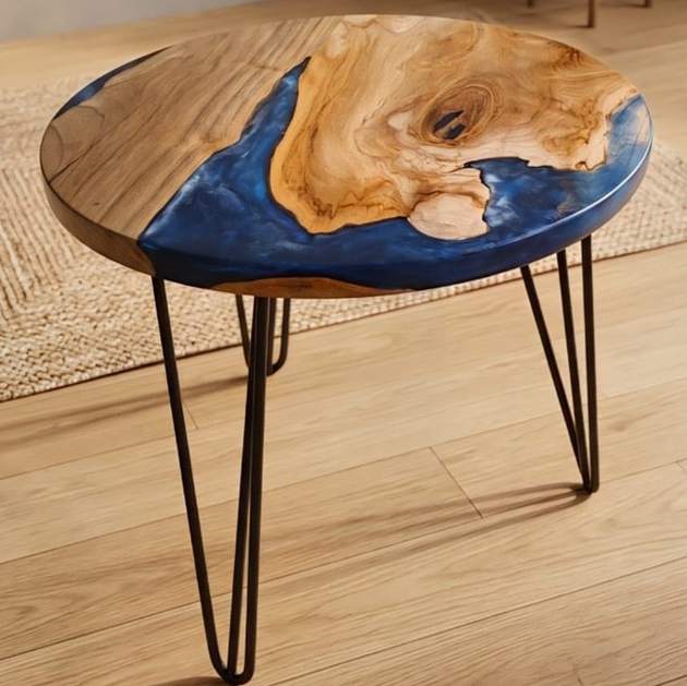 Meja resin samping  Meja ruang tamu mejabulat kecil kofee table meja teras minimalis.