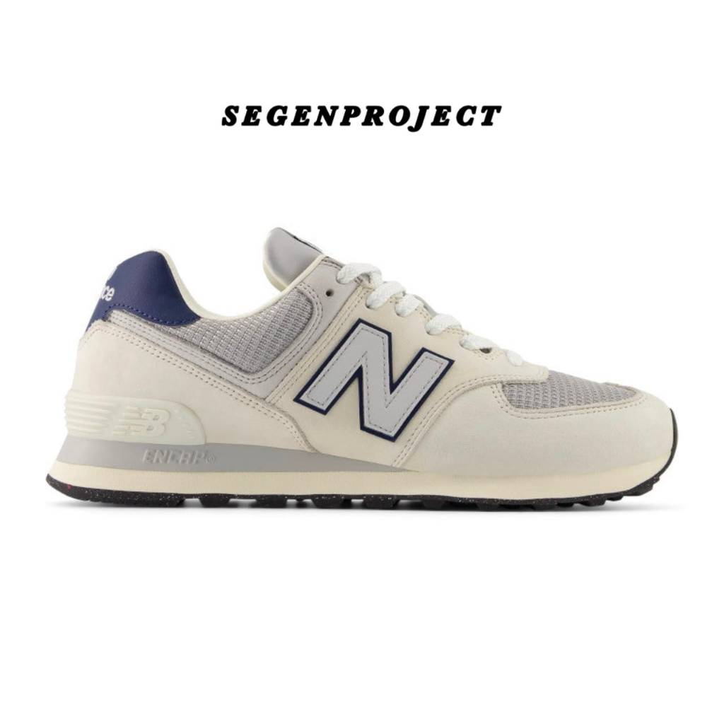 Sneakers New Balance Classic 574 Unisex Leather Sea Salt Grey White navy Black Original