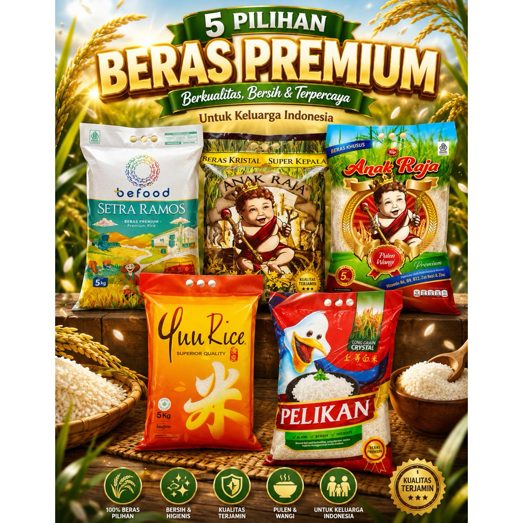 BIOGENE YUU RICE, PELIKAN, ANAK RAJA 5KG