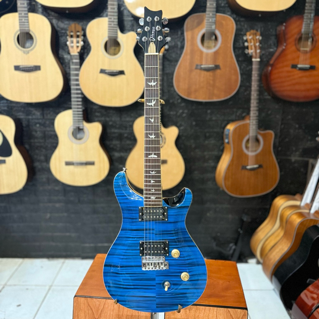 Gitar Elektrik Difergio Blue Model Prs Blue Inlay bird