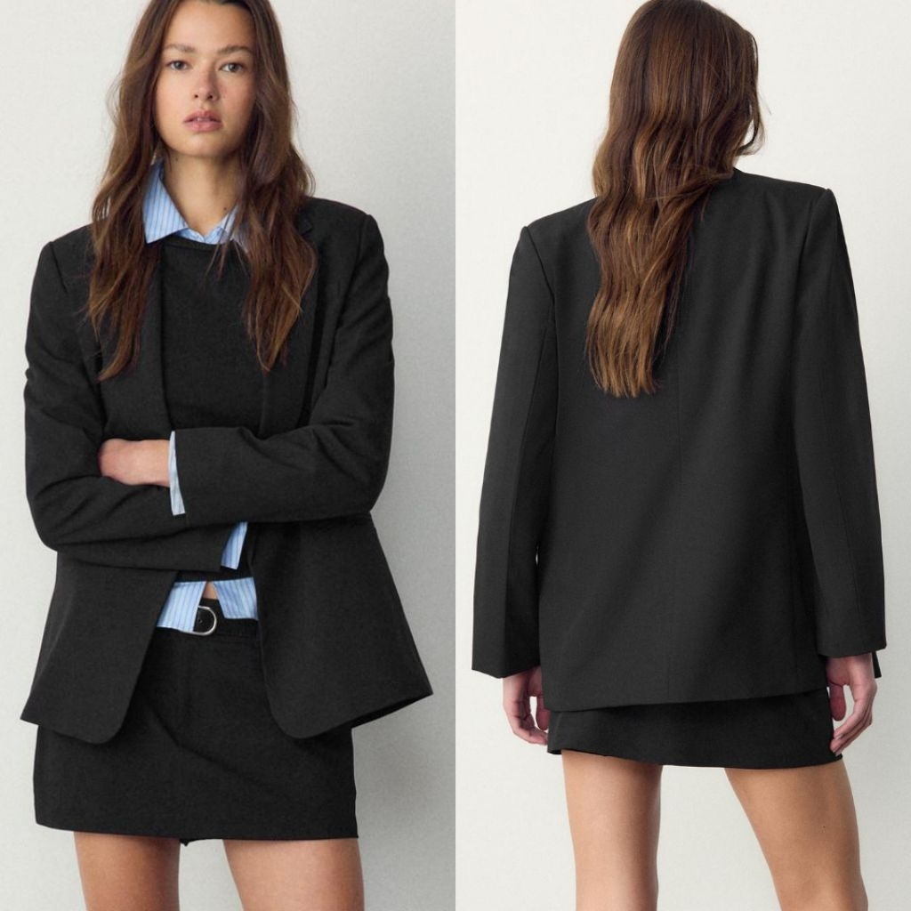 STRADIVARIUS BLAZER WOMAN BLACK BARU ASLI ORIGINAL