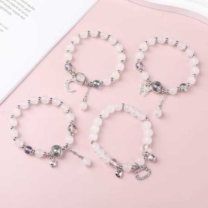 [DZ] Fashion Gelang Giok Lonceng Kupu Kupu Gelang Tangan Wanita Stylish Bola Elastis