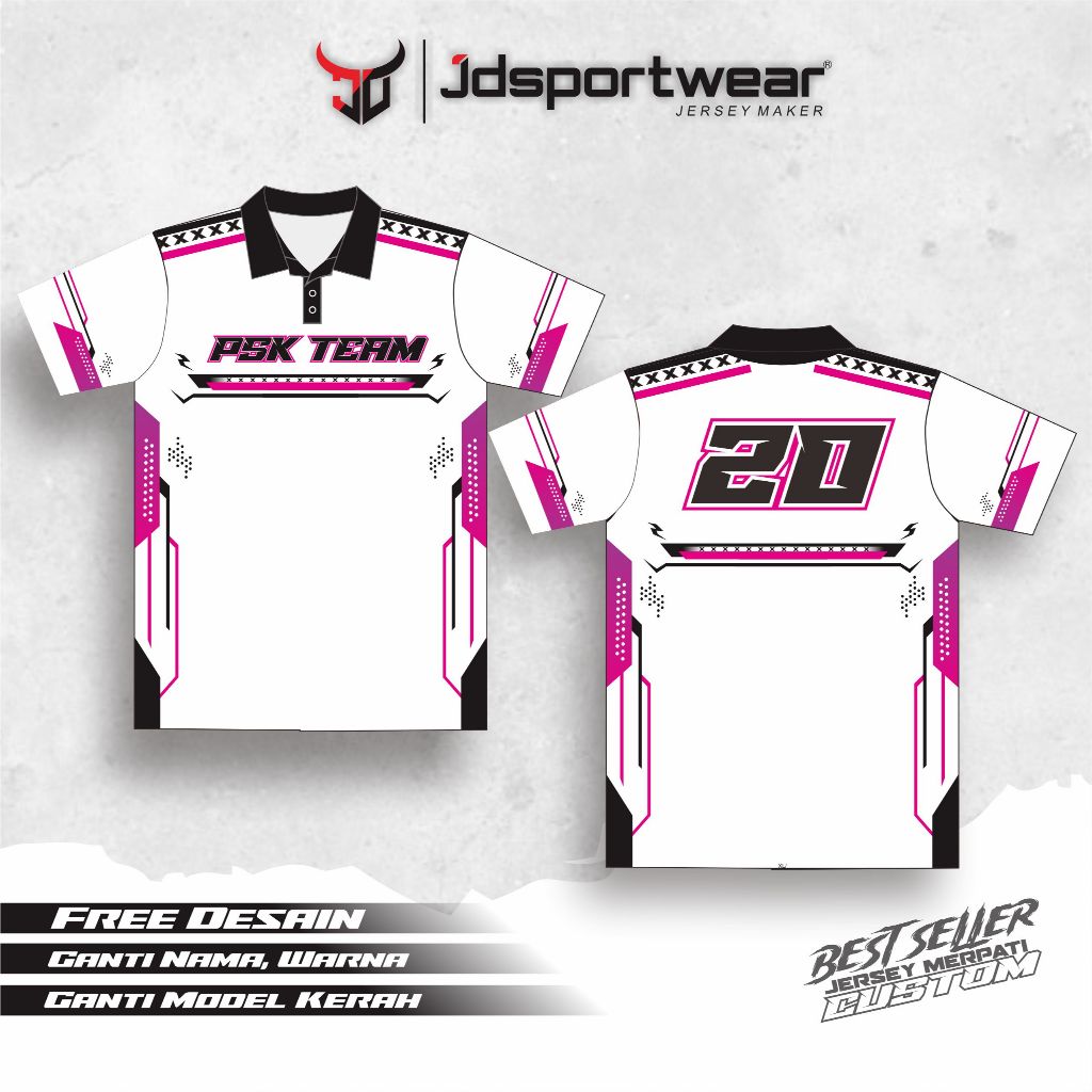Jersey merpati racing full printing pink putih
