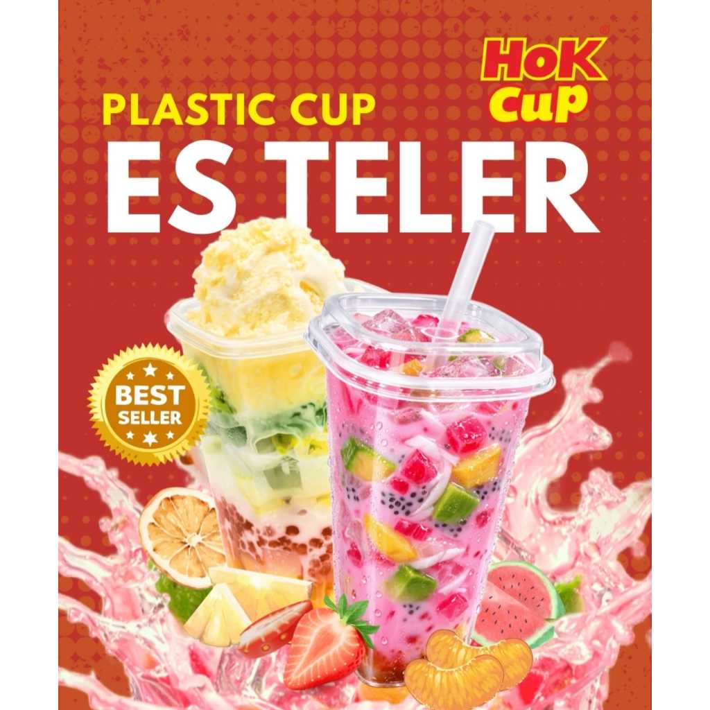 Gelas Plastik Square Cup 8oz / 12oz / 16oz / 22oz Bening + Tutup