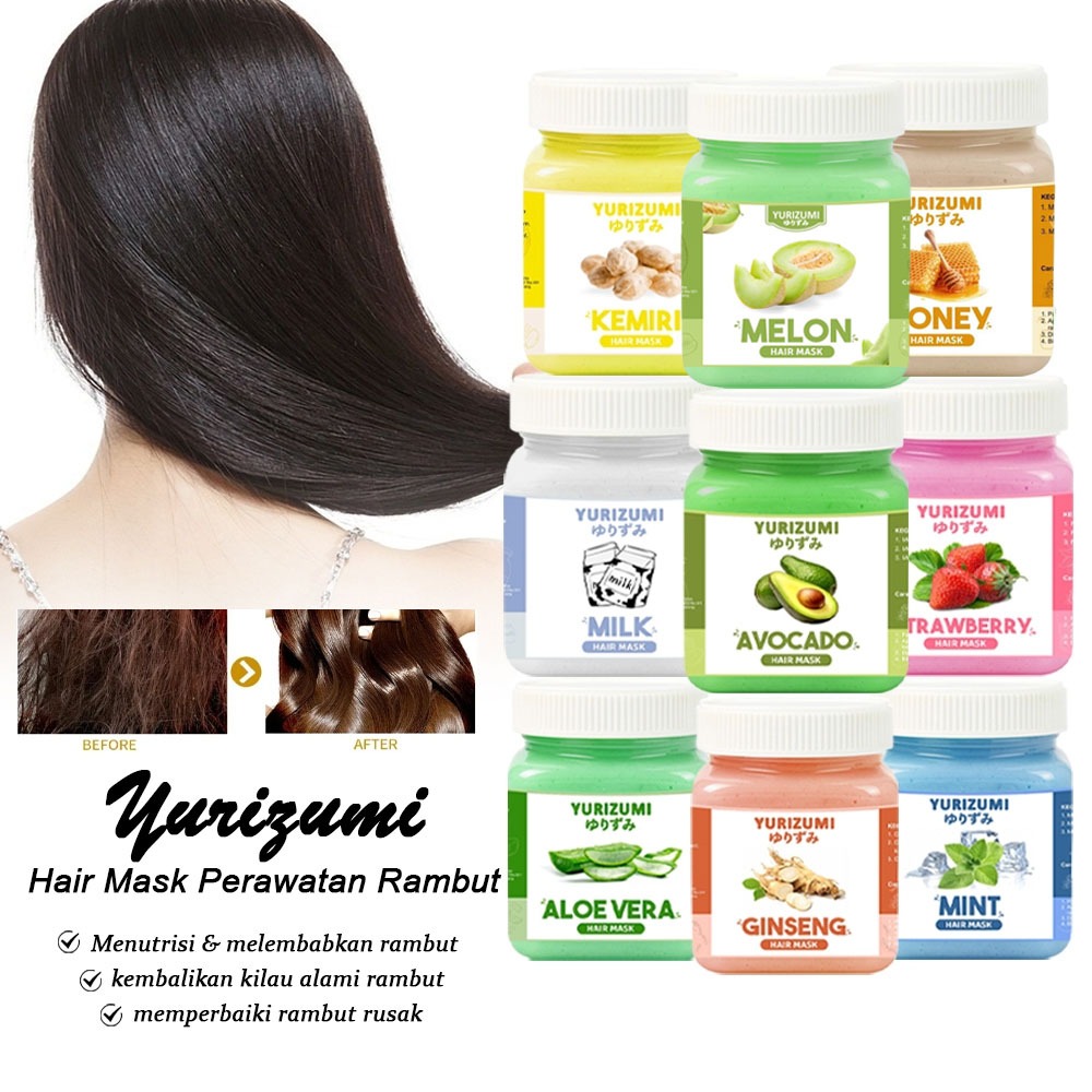 Hair Mask Yurizumi Masker Creambath Rambut Keratin Hair Treatment Ala Salon Rambut Rontok Mengembang