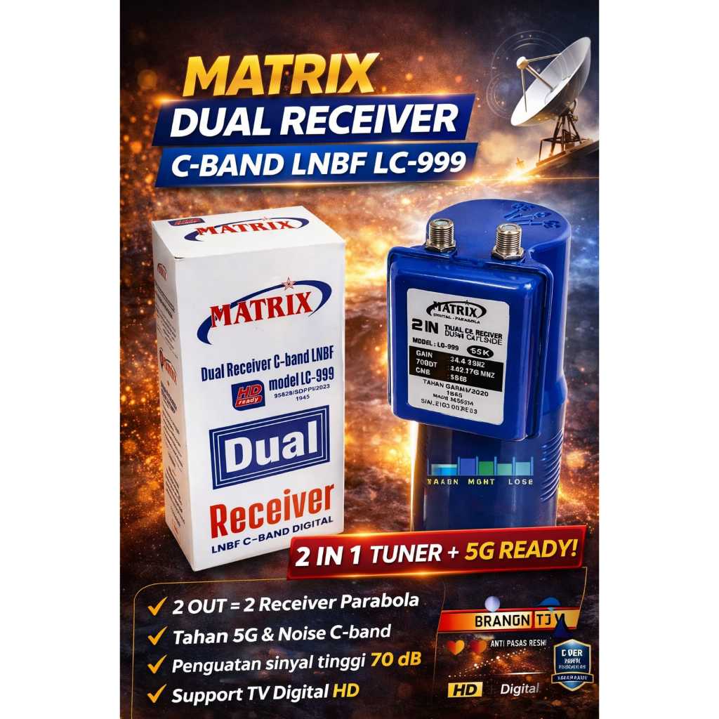 LNB C Band Dual Output (1 Satelit 2 Receiver Parabola)