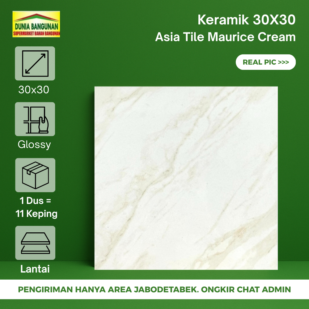 Keramik 30x30 Lantai Maurice Cream Keramik Asia Tile Lantai Glossy Marmer Cream