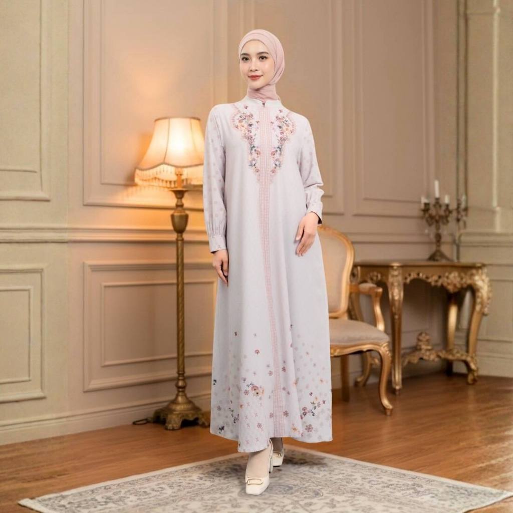 ZOYA GAMIS MUSLIM WANITA FLORA DRESS BARANG JADI/SARIMBIT IBU