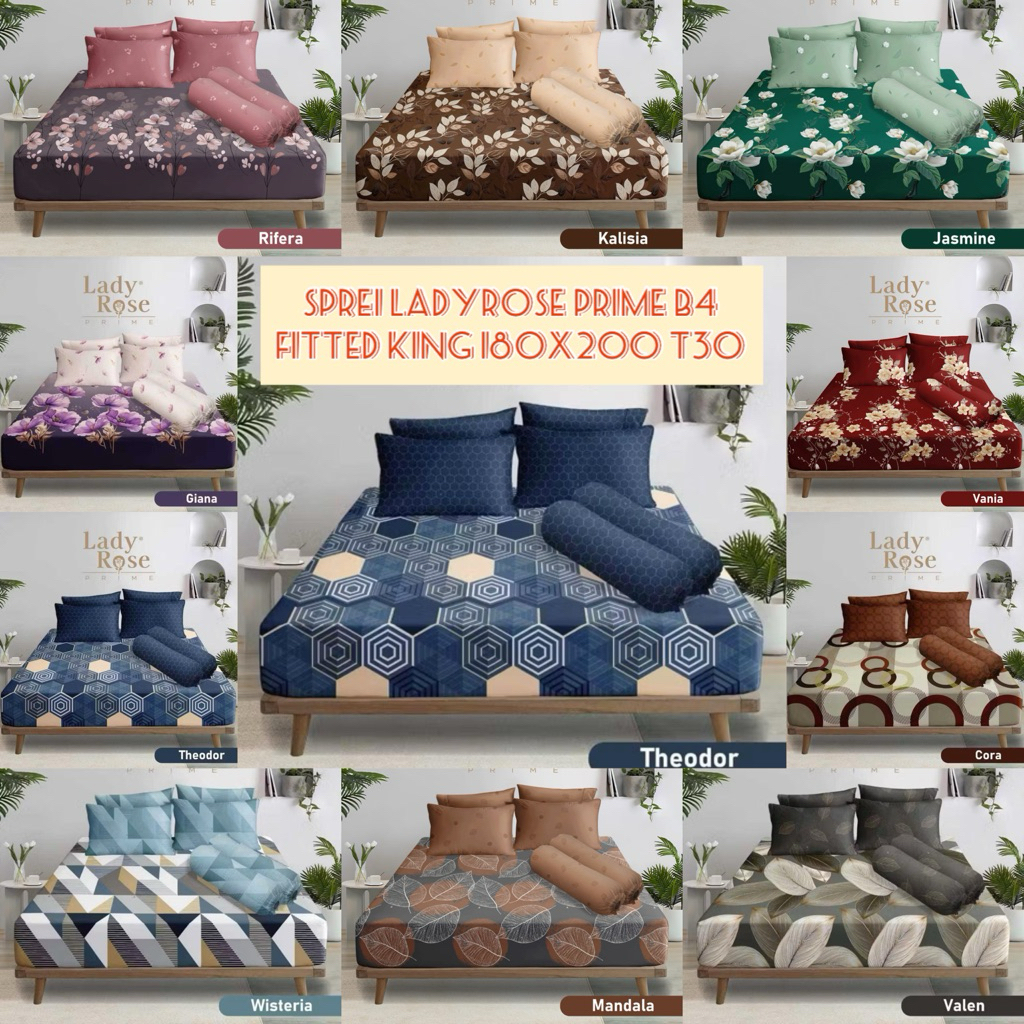 Sprei Lady Rose Prime 180x200 B4 Tinggi 30 / Sprei Lady Rose King B4 ukuran 180x200 / Sprei Makassar
