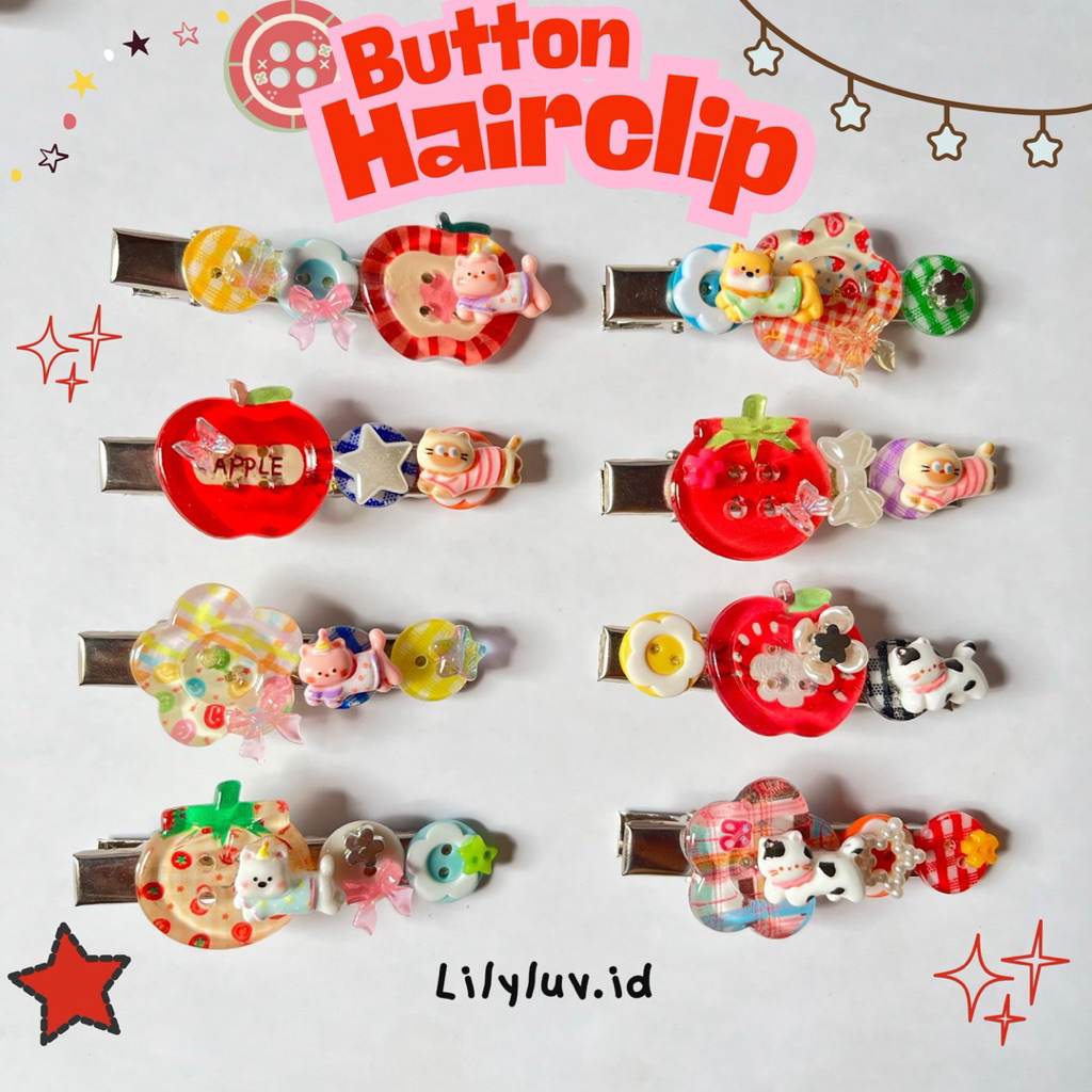 Button Hairclip • Jepit Rambut Kancing Lucu • Jepit Rambut Aesthetic