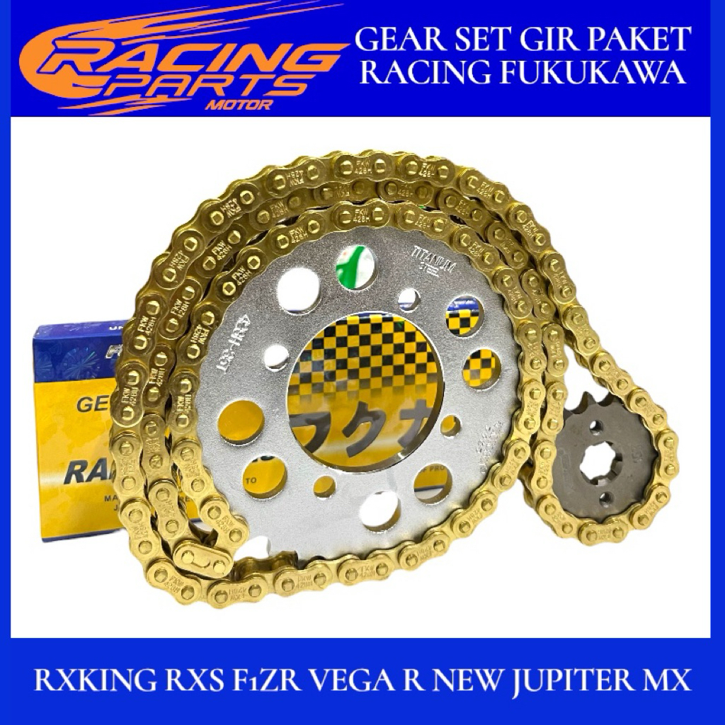GEAR SET GIR PAKET RACING FUKUKAWA MODEL SSS RANTAI GOLD RX-KING, F1ZR, JUPITER Z, JUPITER MX SSS