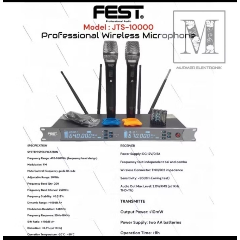 mic wireless  FEST JTS 10000 original handle 2 bonus busa mic 2pics