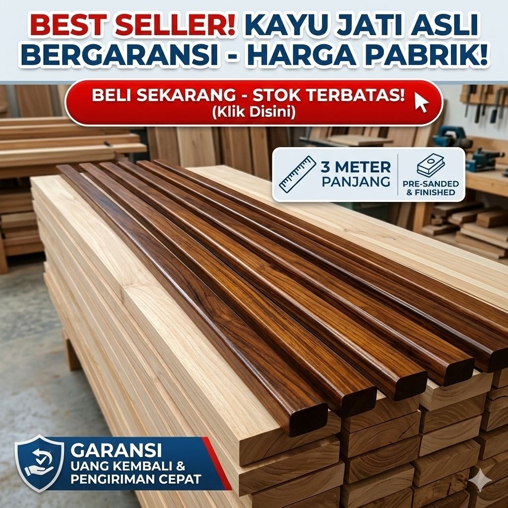 Railing Kayu Jati Handrail kayu jati , ralling tangga , pegangan anak tangga  clasic minimalis Moder