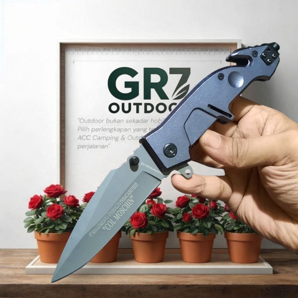 Pisau Survival Lipat Outdoor Extrema Ratio Titanium Ergonomis / Pisau Berburu / Survival Kit