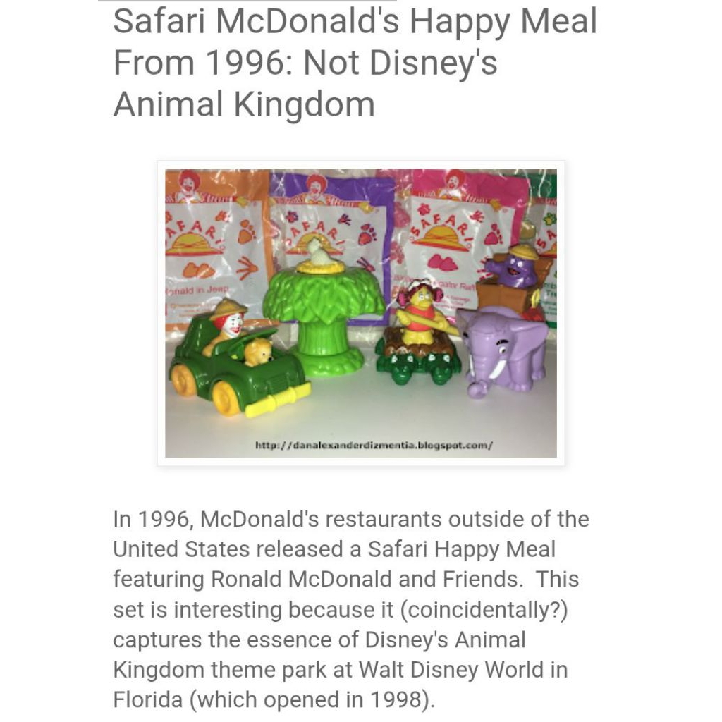 Mainan Happy Meal Mcd Safari 1996 (Complete Set)