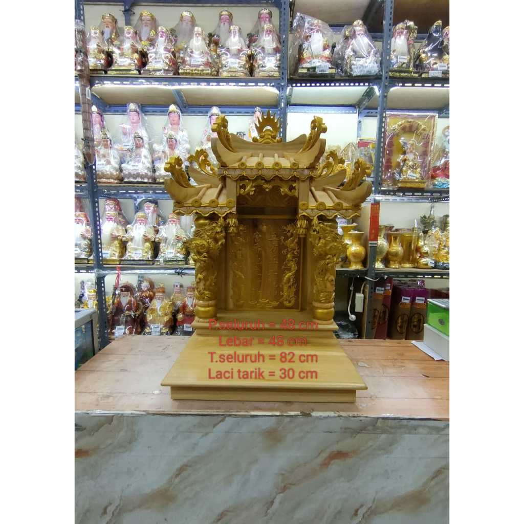 Rumah sembahayang patung dewa bumi / tecukong / tutikong - kayu jati - polos - s25