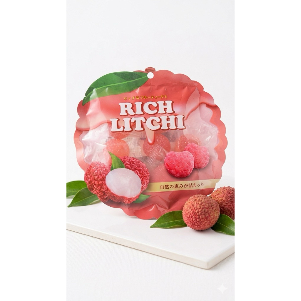 Kasugai Lychee Gummy Candy, permen lunak rasa leci from japan 70g