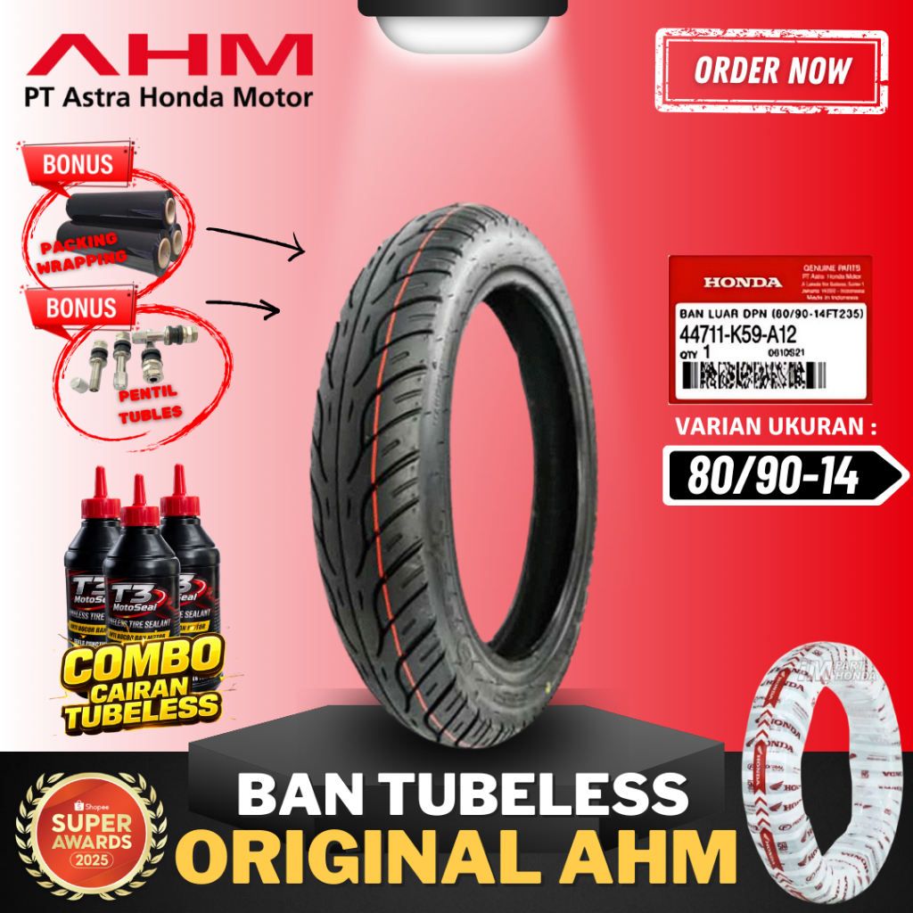 [READY COD] BAN AHM FEDERAL K59 ( 80/90-14 ) 44711-K59-A12  / BAN TUBELESS AHM RING 14 80/90-14 BAN 
