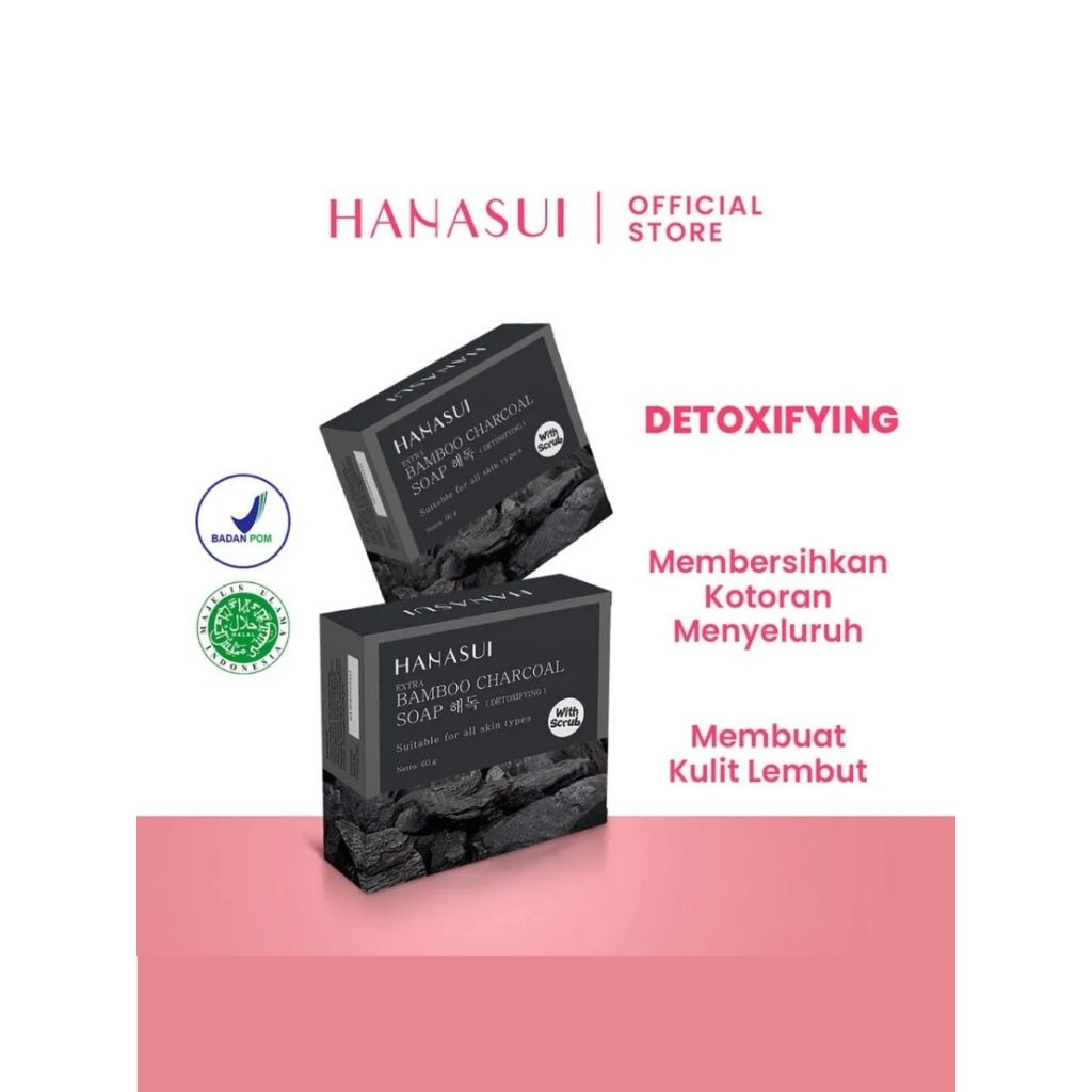 Sabun Batang Hanasui 60gr - Bamboo Charcoal, Aloe Vera, White Rice