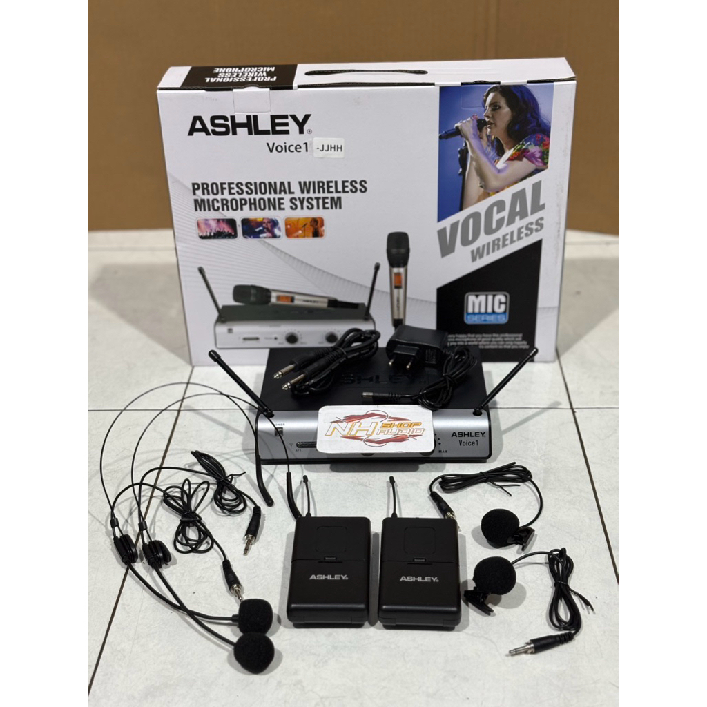 Mic Wireless Ashley Voice1 Clip on Voice 1 Original 2 Mic Jepit Clip On Bando UHF Voice-1 JJHH Garan